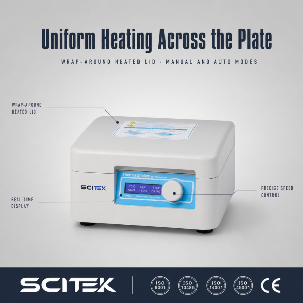 SCITEK Laboratory Microplate Thermo Shaker Constant Temperature Shaking Incubator for ELISA Microplate Sample Mixing