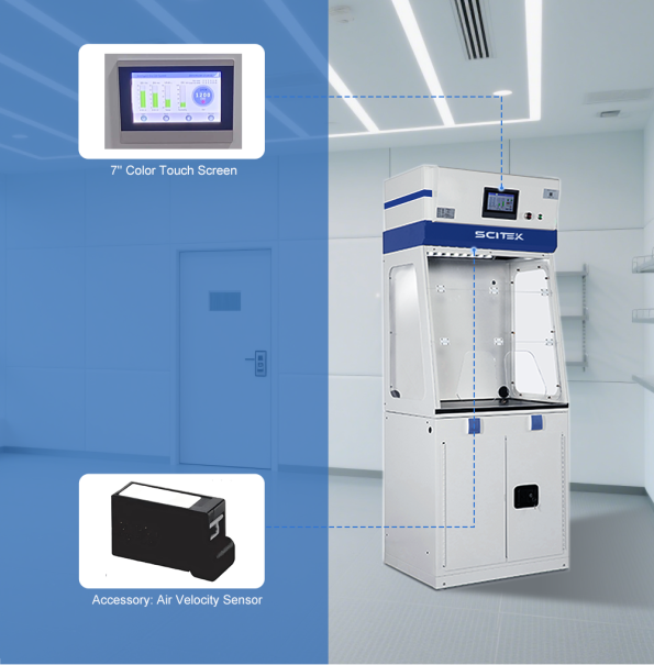 SCITEK Mobile Fume Extractor HEPA Filter 5 Inch LCD Touch Screen 240m³/h Airflow Volume Pre-filter Efficient Filtration System