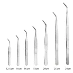 Stainless Steel Bent Tip Tweezers Multiple Sizes Curved Lab Forceps For Chemistry Biology Experiment Operation