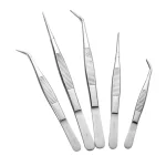 Stainless Steel Bent Tip Tweezers Multiple Sizes Curved Lab Forceps For Chemistry Biology Experiment Operation