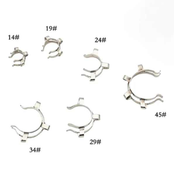 Stainless Steel Lab Keck Clamp Ground Joint Clip Multiple Sizes Standard Taper Joint Clamp For Glassware Experiment