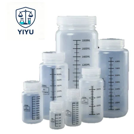 Wide Mouth PP Plastic Reagent Bottle With Graduation Scale 5ml-2000ml Lab Sample Storage Container Autoclavable