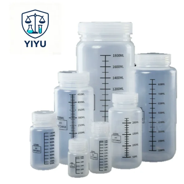 Wide Mouth PP Plastic Reagent Bottle With Graduation Scale 5ml-2000ml Lab Sample Storage Container Autoclavable