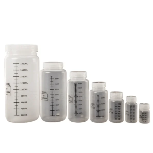 Wide Mouth PP Plastic Reagent Bottle With Graduation Scale 5ml-2000ml Lab Sample Storage Container Autoclavable